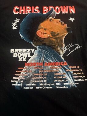 Gildan * Mens * Black Graphic Breezy Bowl XX Stadium World Tour T Shirt Large